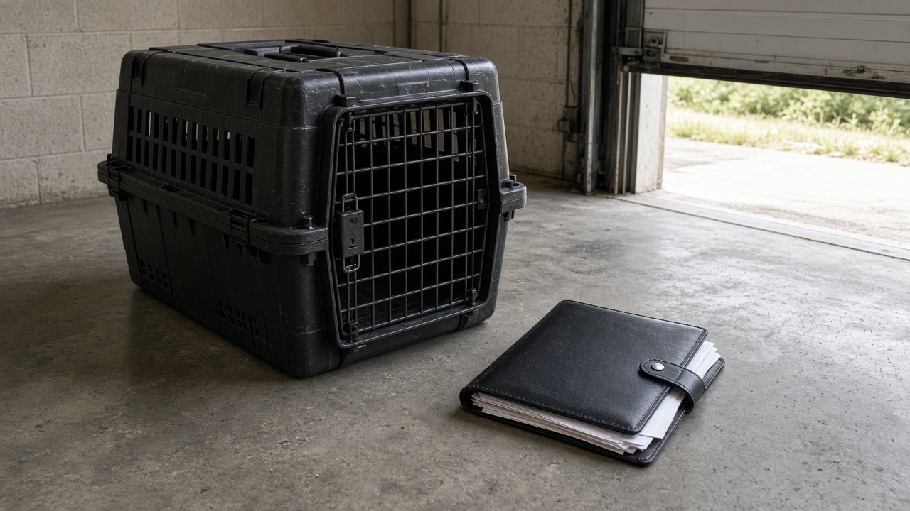 Florida exotic animal permit documents beside a transport crate
