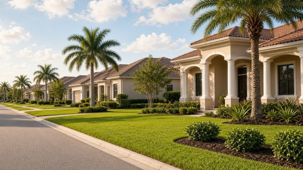 Florida HOA street facade - The Penalta Law Firm Street view of homes in a Florida homeowners association community