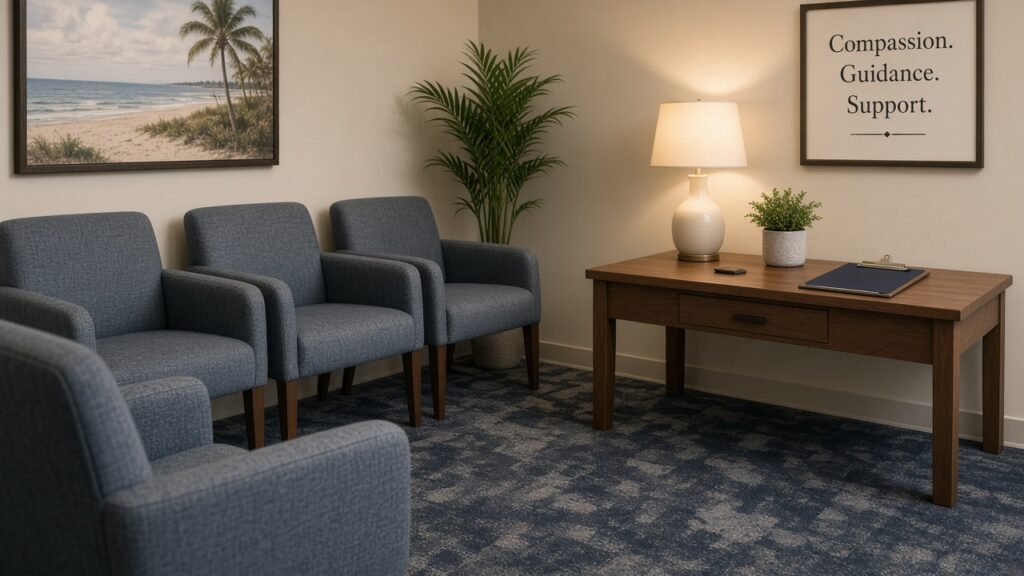 Florida injury counsel waiting - The Penalta Law Firm Florida personal injury client waiting area at counsel office