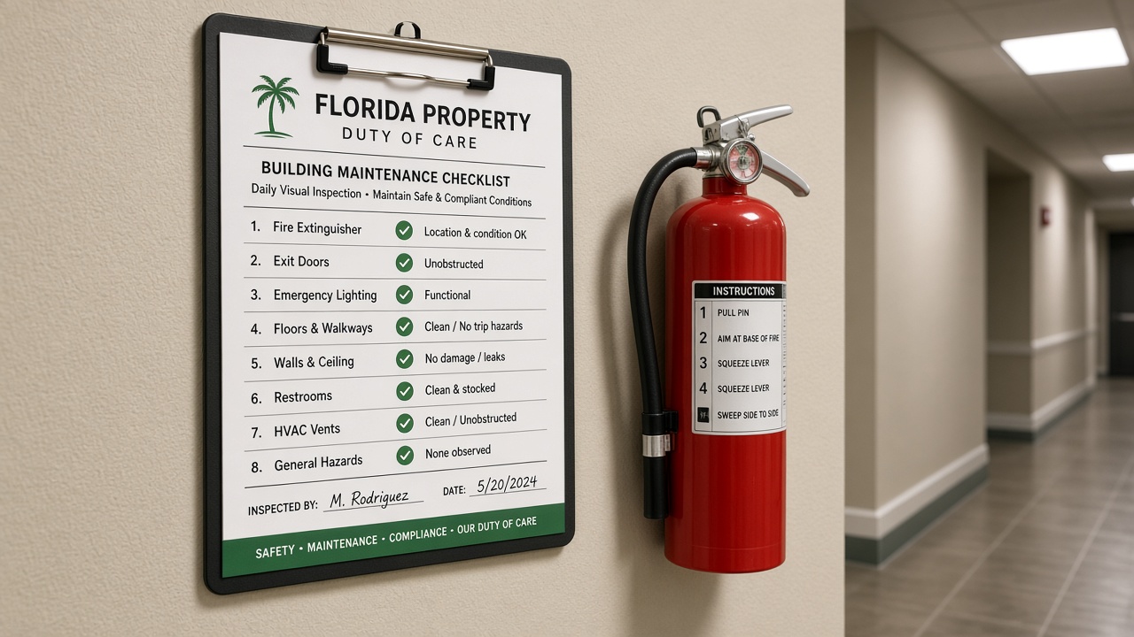 Florida premises maintenance checklist and inspection records for property counsel