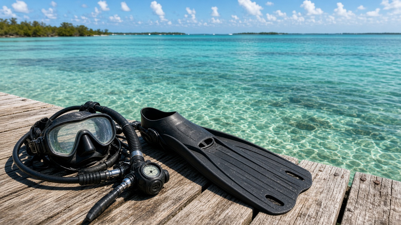Florida scuba diving gear staged on a dock for dive liability counsel