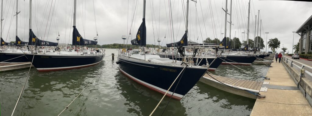 United States Naval Academy Navy 44 sailboats including COMMITMENT and INTREPID at the dock (OSTS)