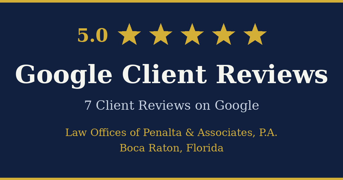 Google Client Reviews card – Boca Raton 5.0 stars, 7 reviews